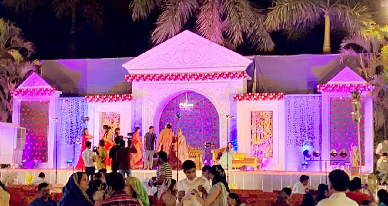 Wedding stage prepared at Swagat Palace